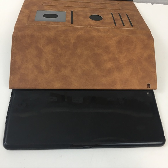 Tablet Device Holder Case embossed leaf print sorrel tan EUC - Picture 4 of 10